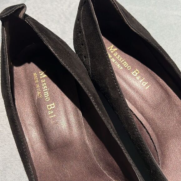 Massimo Baldi Suede Block Heels Black Size 10B.  B56 - Picture 9 of 13